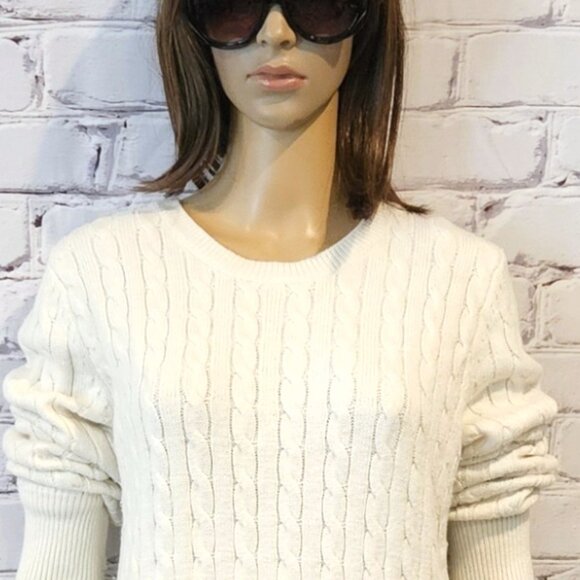 GAP - Classic angora blend cream long sleeve pullover cable knit sweater - Picture 5 of 10